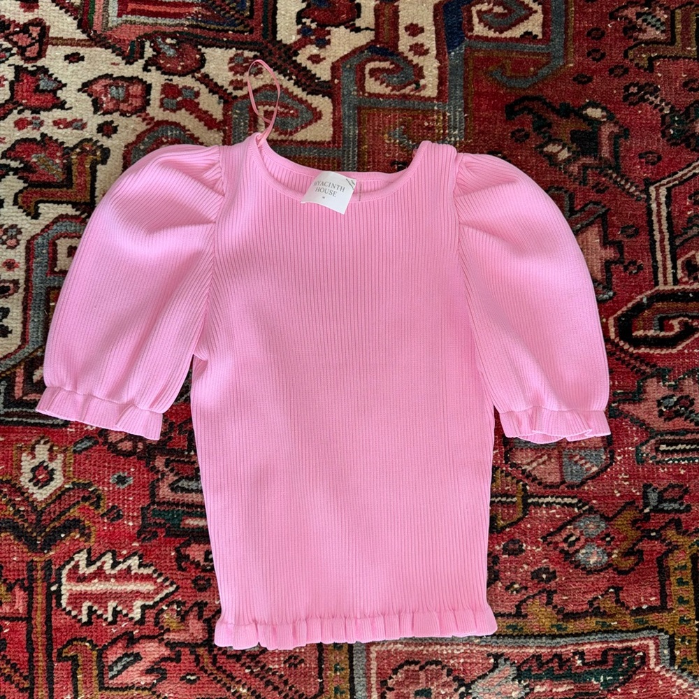Tuckernuck Pink Puff Sleeve Sweater